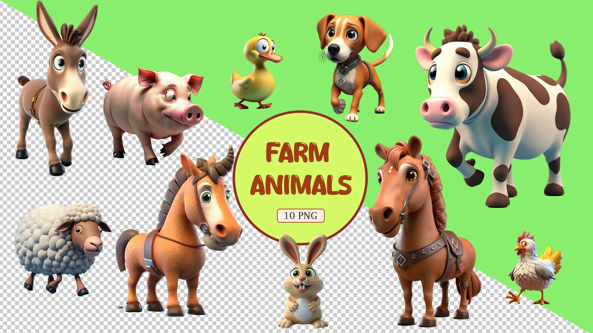 Cute and Colorful Farm Animals Set Pack